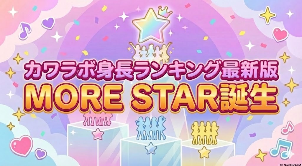 KAWAII LAB.全5グループ・38名の身長ランキング比較アイキャッチ画像 2025年最新版