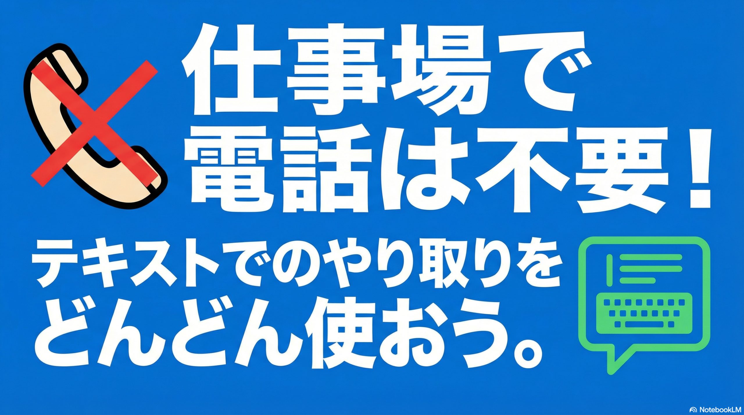 仕事場での電話対応は不要であると主張するイラストとテキストコミュニケーションの推奨